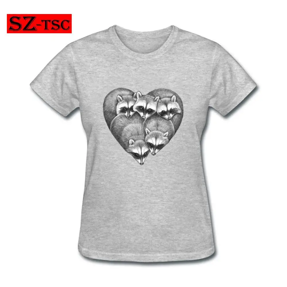 

Summer Heart from raccoons Tee Shirts Women Casual Short Sleeve Crewneck Cotton Women's Guardians Of The Galaxy T Shirts Female