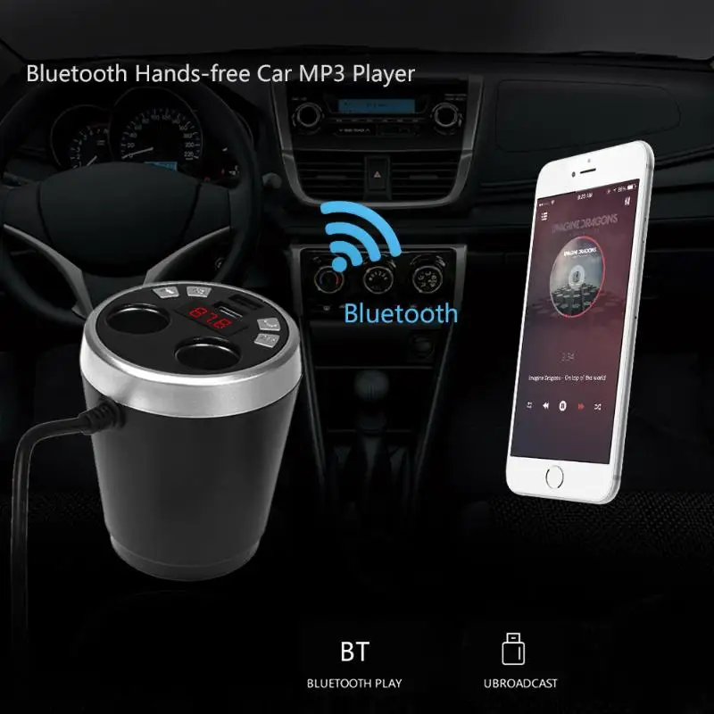 Bluetooth Car FM Transmitter Modulator Car mp3 Player Wireless Handsfree Music Audio with Dual USB interface Car Charger New