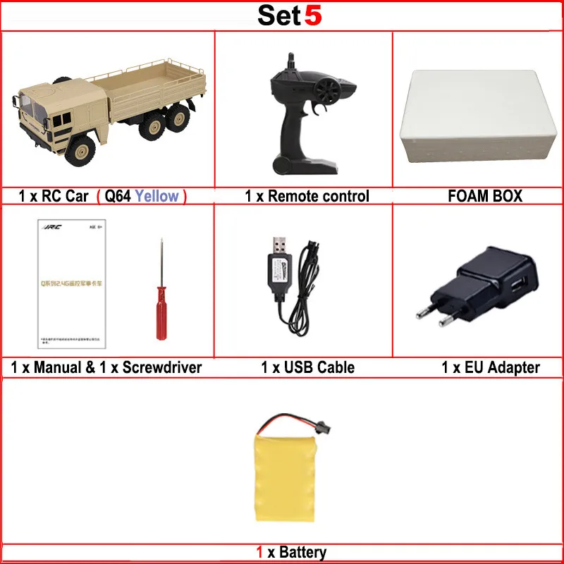 JJRC Q62 Q63 Q64 1/16 2,4G 4WD длительный срок службы батареи внедорожный военный багажник гусеничный Радиоуправляемый автомобиль пульт дистанционного управления внедорожные игрушки детские подарки - Цвет: Set5