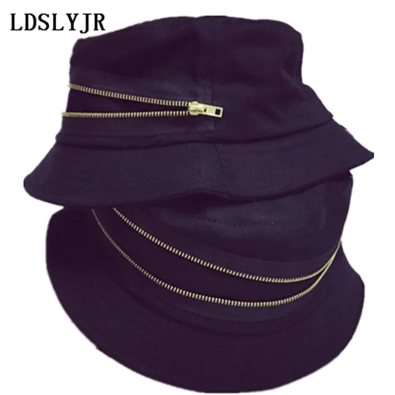 LDSLYJR 2018 Cotton zipper Bucket Hat Fisherman Hat outdoor travel hat