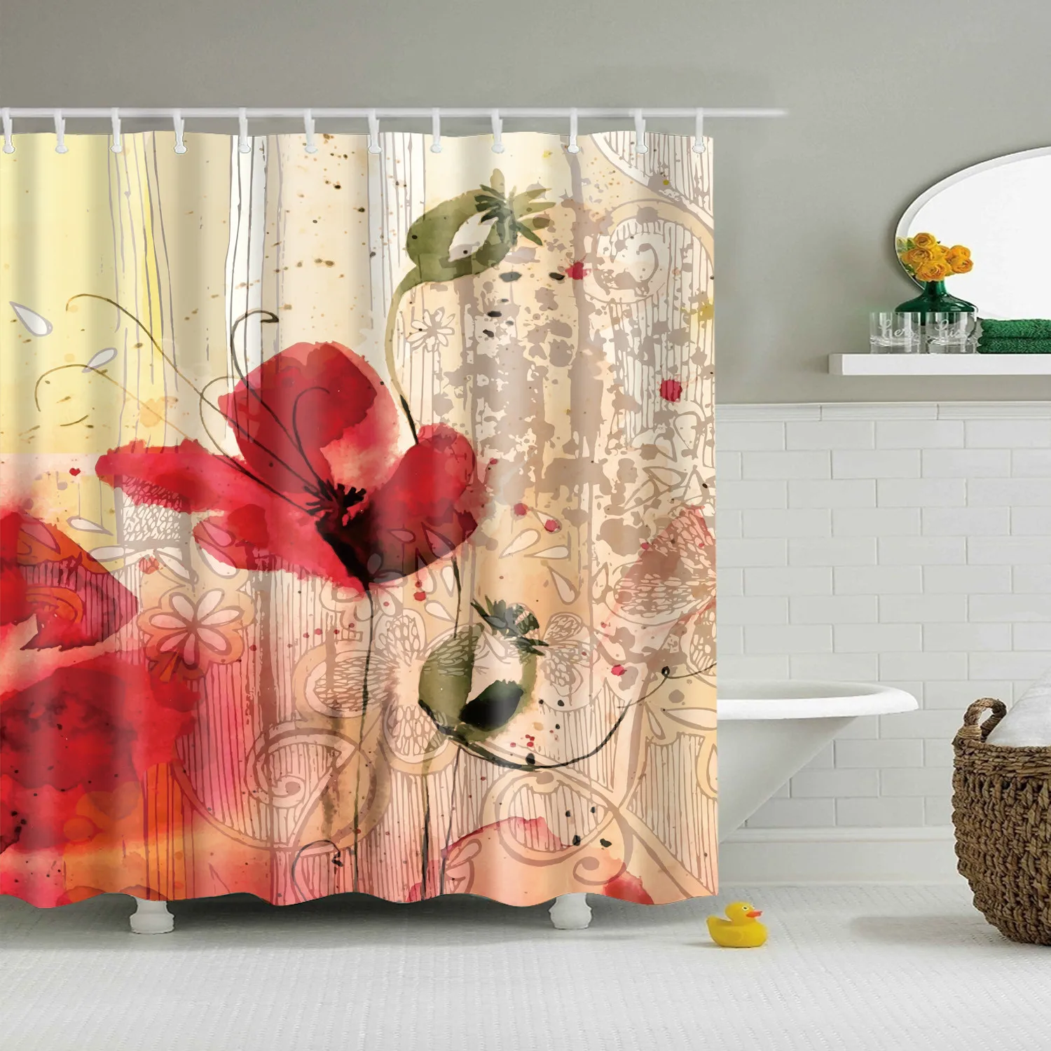 Washable Cute Sweet print Shower curtain waterproof 3D polyester fabric for bathroom curtain large 180x200cm cortinas - Цвет: TZ170939