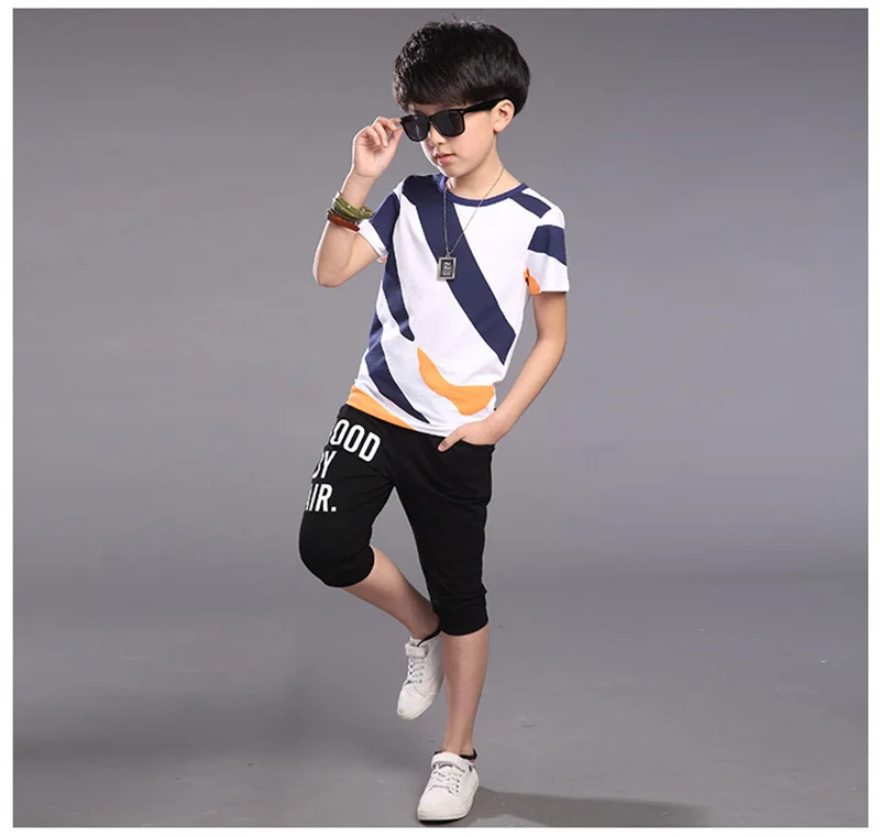 2019 summer children sets for boys clothing boy suit kids sports clothes teenage children short sleeves + pant children clothes (5)
