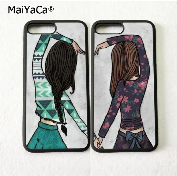 2pcs/lot cute BFF best friends heart matching silicone phone cases for