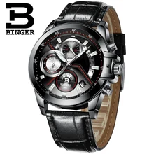 Мужские часы класса люкс Топ бренд Бингер большой циферблат дизайнерский хронограф водонепроницаемые кварцевые наручные часы из нержавеющей стали B-9016-7