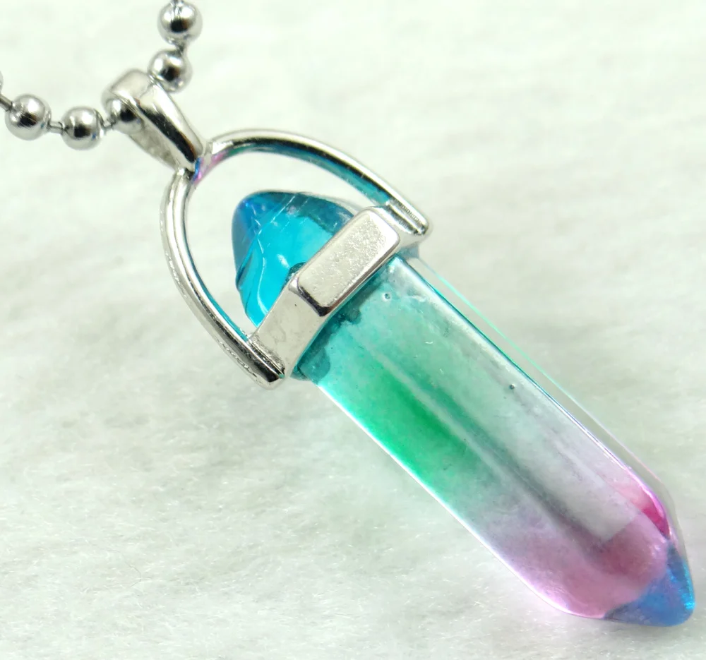 high quality Titanium Crystal pillar charms chakra Pendant stainless steel Necklace for women Fashion Jewelry Free shipping 1PCS - Image 6