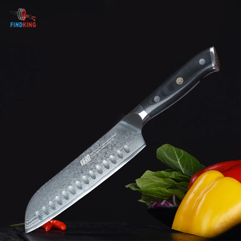 FINDKING G10 ручкой нож Дамаск 7 дюймов японский сантоку ножи 67 слоев дамасской стали