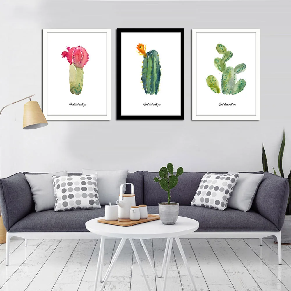 

Nordic Art Watercolor Plant Cactus Canvas Poster Minimalism Painting A4 Wall Picture Print Modern Home Living Room Decoration