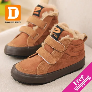 

Brand Warm Cotton Kids Boots Winter Flock Leather Plush Children Shoes Suede Snow Boys Girls Shoes 2019 Rubber sneaker Kids Shoe