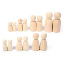 16pcs DIY Unfinished People Shapes Natural Wooden Peg Doll Bodies for Arts Crafts Decorative Wood Doll 35mm/45mm/55mm/65mm