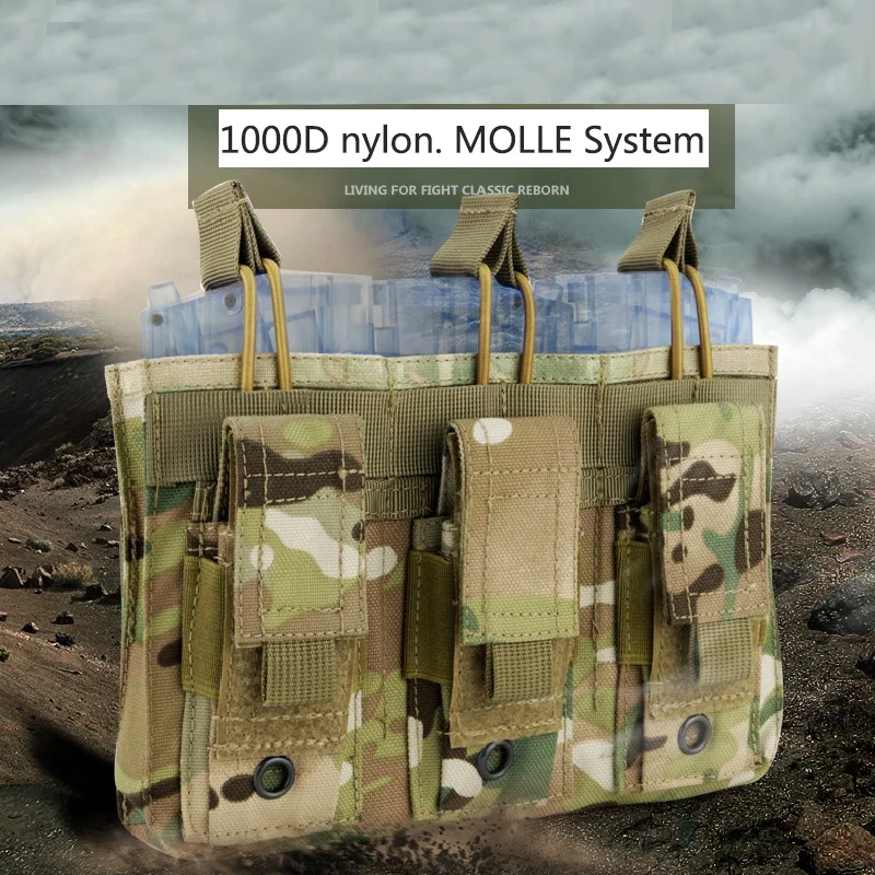 1000D нейлон военный тактический Molle тройной Открытый верх подсумок Molle система пейнтбольного оборудования сумка