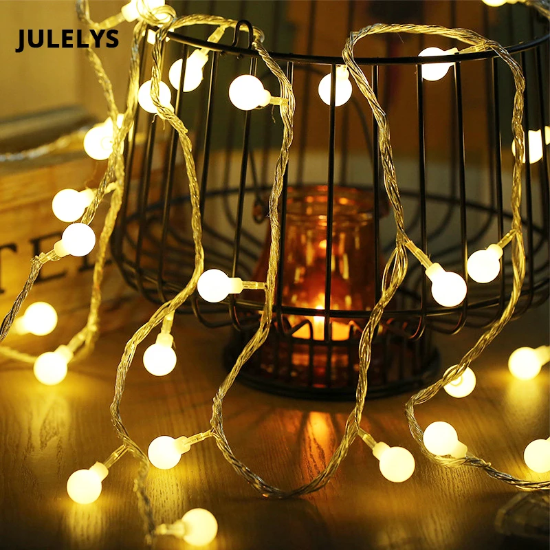 JULELYS 30M 300 Bulbs Ball Garland Christmas LED String Light Outdoor Holiday Birthday Gerlyanda Lights Decoration For Wedding JULELYS 30M 300 Bulbs Ball Garland Christmas LED String Light Outdoor Holiday Birthday Gerlyanda Lights Decoration For Wedding
