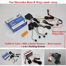 Liislee Car Parking Sensors + Rear View Back Up Camera = 2 in 1 Visual Alarm Parking System For Mercedes Benz R W251 2006~2013