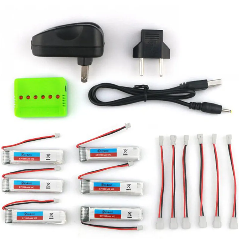 

New Arrival 6PCS Eachine 3.7V 200mah 30C Lipo Battery With Charger for RC Quadcopter