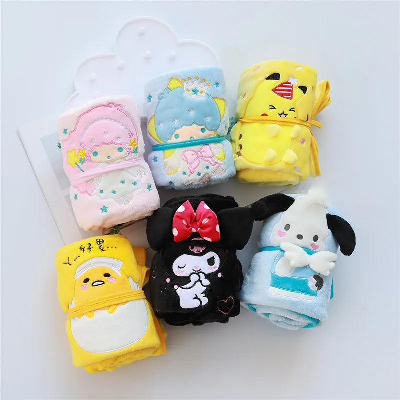 

candice guo! cute plush toy cartoon little twin star Pikachu gudetama dog kuromi soft rolling blanket birthday Christmas gift 1p