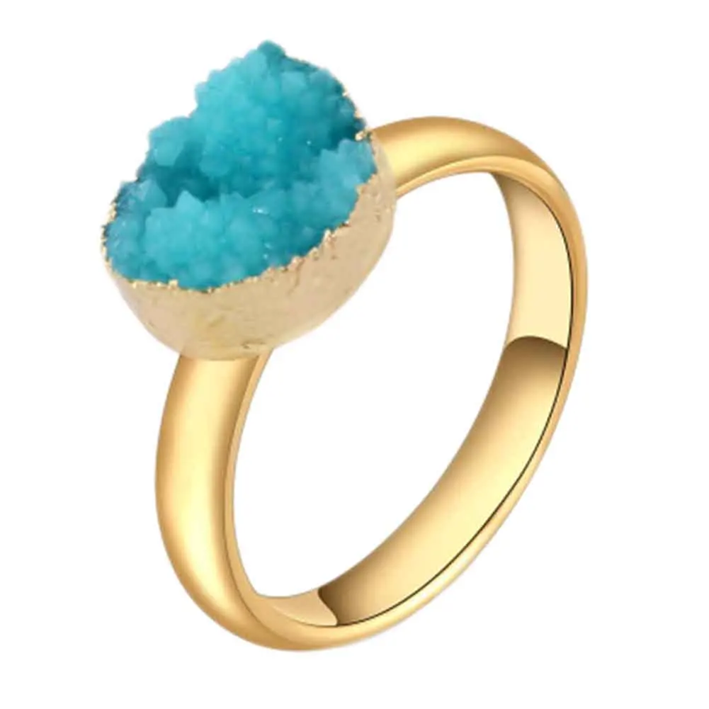 

Irregular Geode Natural Drusy Stone Bezel Rings Geode Druzy Ring For Engagement