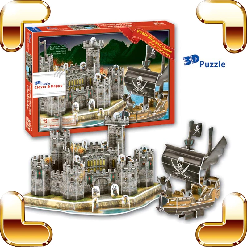 

New Arrival Gift Pirate Ship & Castle 3D Puzzle Model Building DIY Ship Decoration Puzzle Game Education Toys Children Learning
