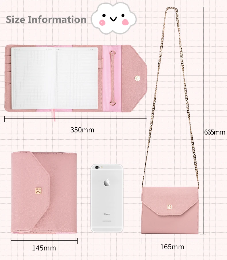 Дизайн, 2 цвета, kinbt A6, Дневник для путешествий, дневник, 3 сложения, сумка-планировщик, блокнот, розовая Сакура, милые канцелярские принадлежности, подарки