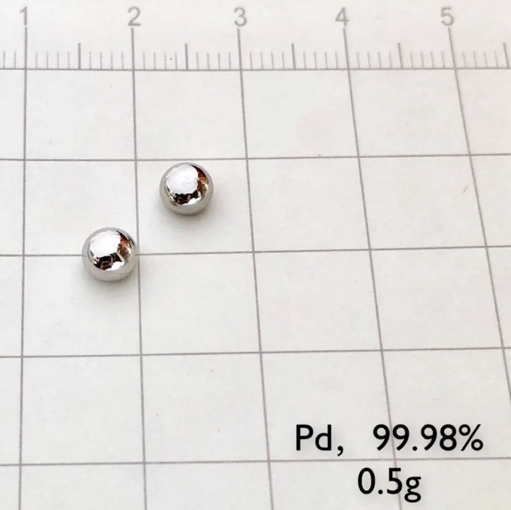 

Palladium High Purity Pd Sphere Balls 99.98% 0.5 Gram Mirror Shining Rare metal Research Element Simple Substance Collecting