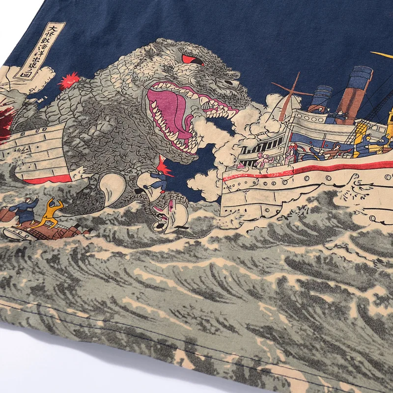 Faousha verano marca camiseta hombres Godzilla impreso Harajuku Casual Tops Camisetas divertidas cuello redondo algodón Camisetas Hombre Faousha verano marca camiseta hombres Godzilla impreso Harajuku Casual Tops Camisetas divertidas cuello redondo algodón Camisetas Hombre