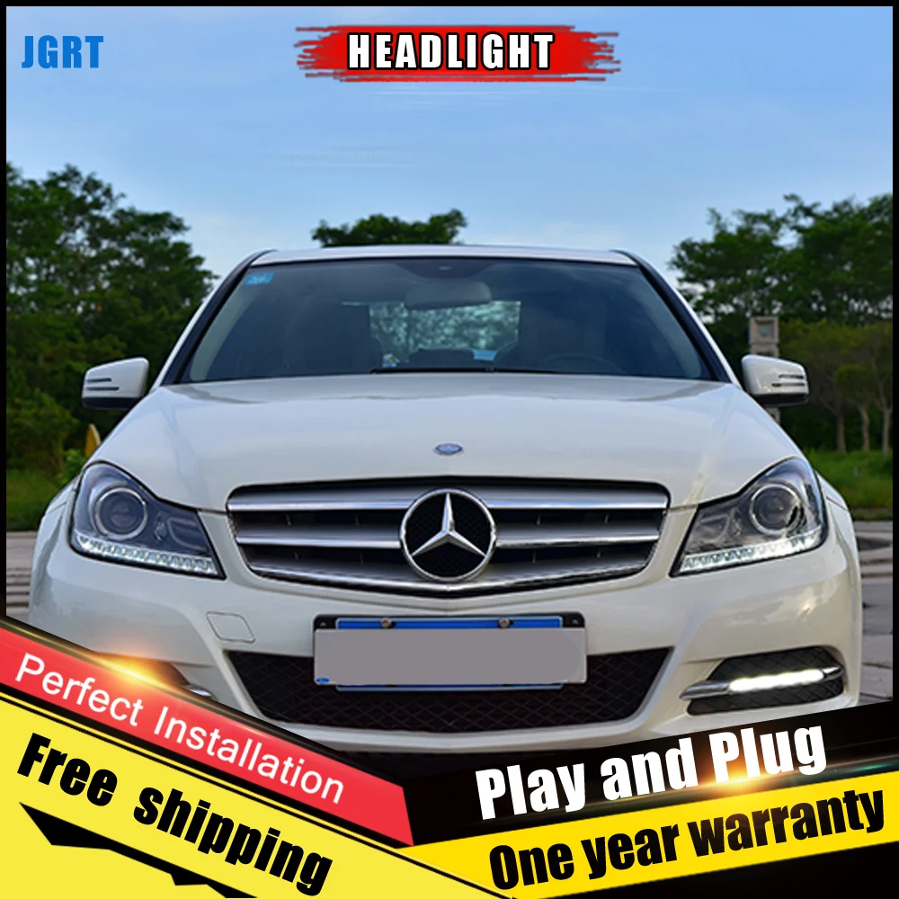 2 шт. автомобиль Стиль светодиодный фары для Benz W204 2011 2014 налобный фонарь объектив