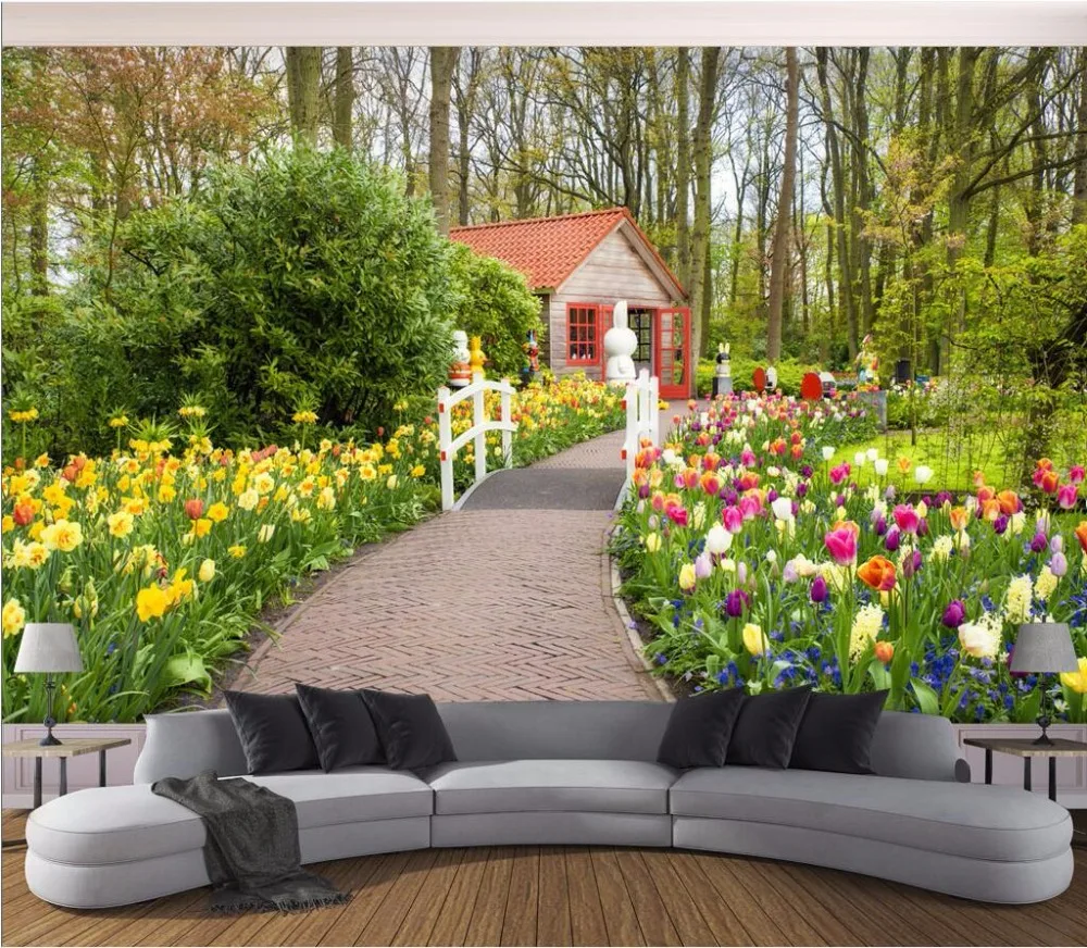 Custom mural photo 3d wallpaper Beautiful garden path decoration