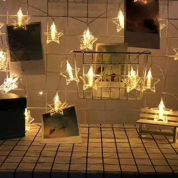 

LED Star String Lights 10Pcs Photo Clips Hanging Decoration Picture Lamp for Party Wedding Festival HYD88