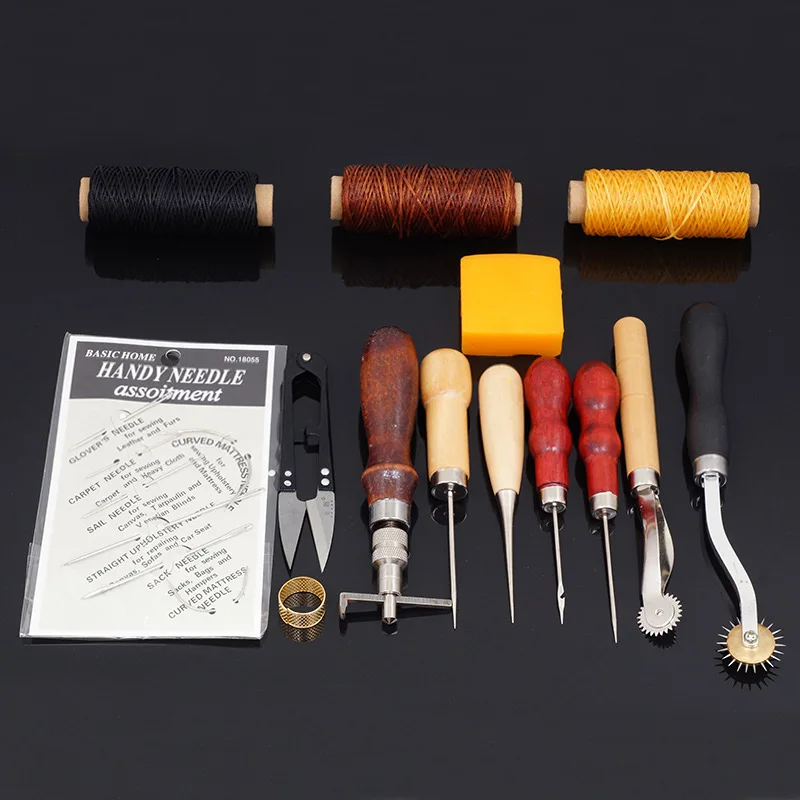 Инструмент для шитья кожи ручной набор для шитья с зубцами Дырокол краев штамповки Creaser Groover Awl шитье DIY кожевенное ремесло набор инструментов