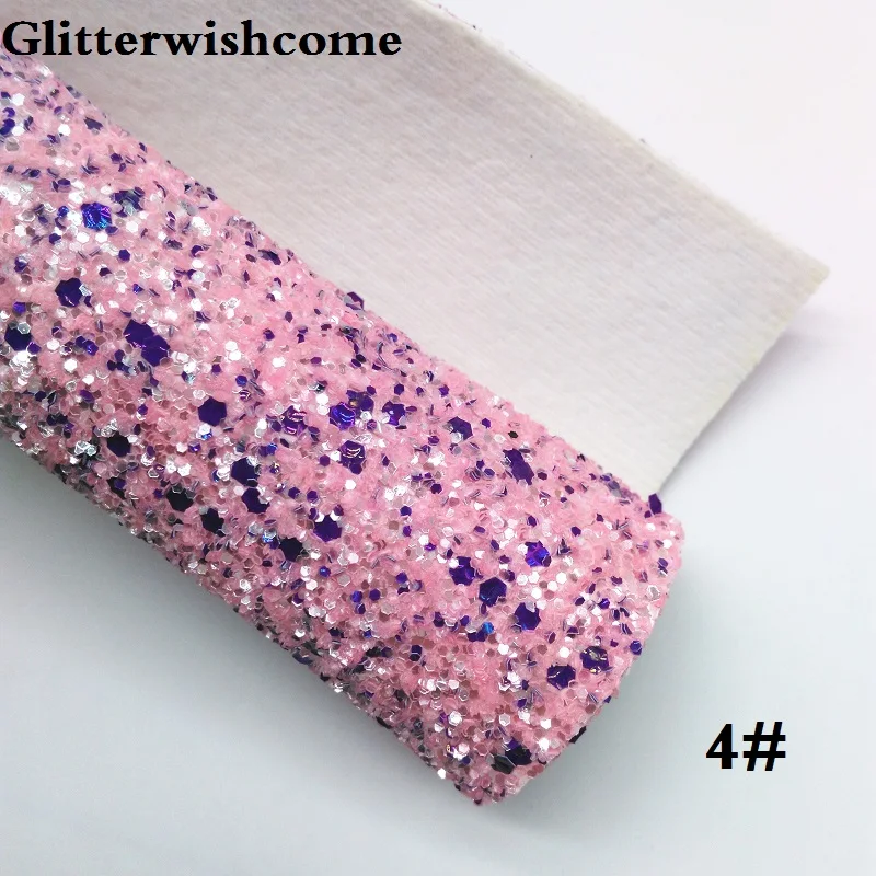 Glitterwishcome 21X29 см А4 Размер синтетическая кожа, плотная блестящая кожа с стрейч подложкой кожаные листы для бантов, GM058A