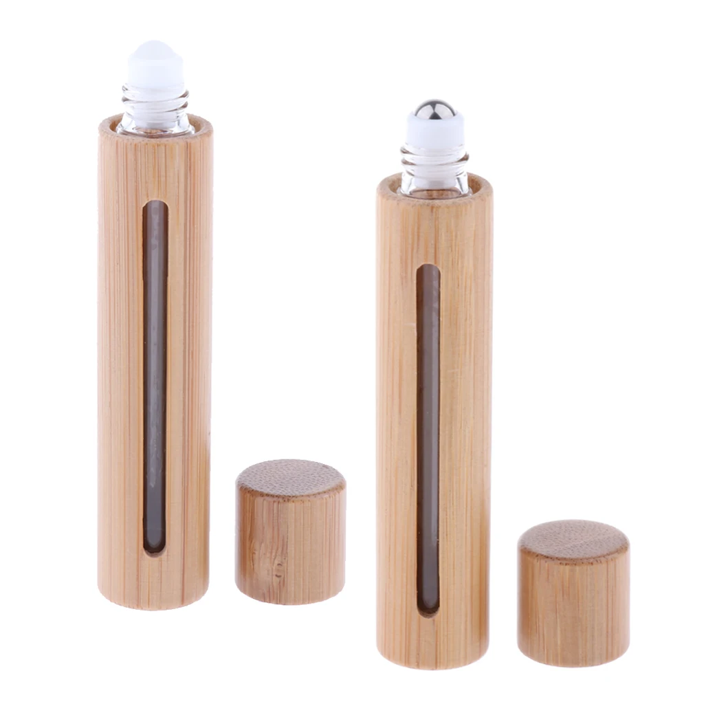 Портативный 10 мл пустой роликовый чехол для бутылки с держателем многоразового использования флакон аромата духов контейнер бамбуковая оболочка