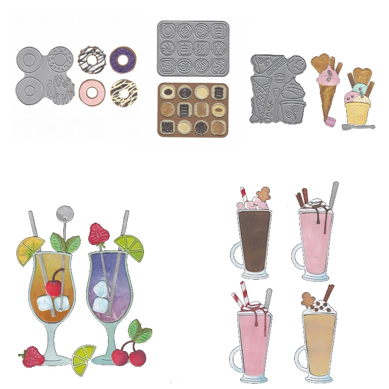 

Food Drinking Mixed Shape Metal Cutting Dies Stencil Scrapbook Album Embossing For Gift Card Making Handcraft 2019 New