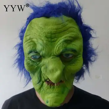 

Green Demon Scary Mask Realistic Horn Latex Masks Halloween Cosplay Decoration Mascara Terror Easter Carnival Festival Party