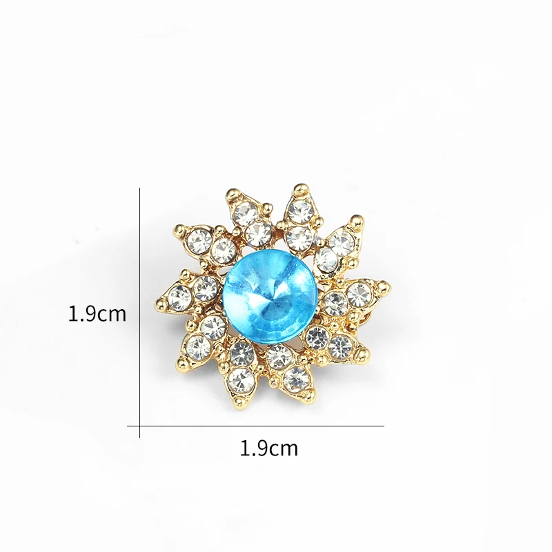 

WEIMANJINGDIAN Brand Aqua Crystal Flower Shape Small Brooch Pins for Dress / Bags / Jeans ETC