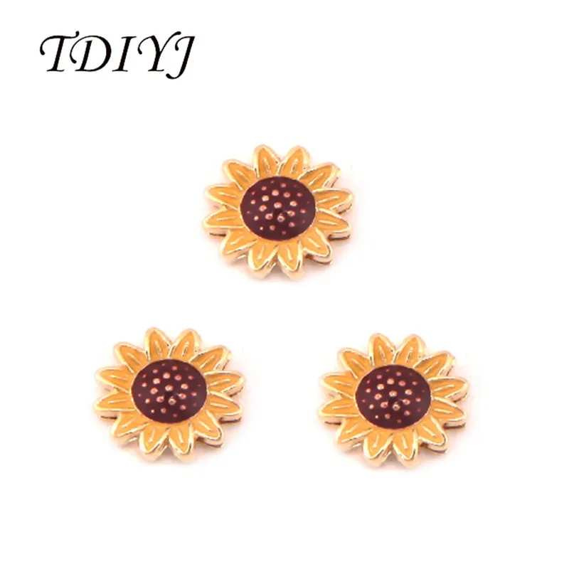 

TDIYJ Newest Sunflower Slide Charms fit on 10mm Keeper Mesh Wrap Bracelet for Women Gifts 6pcs/lot