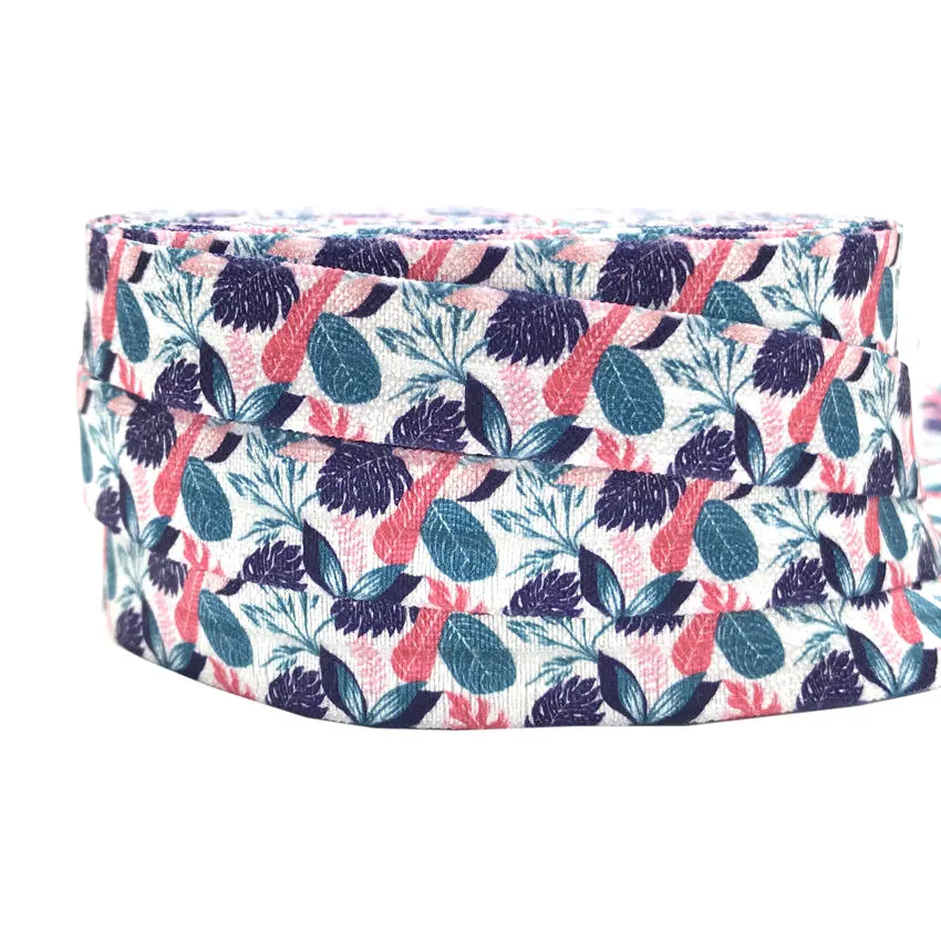 

Good Quality 5/8" Tropical Tree Print Fold Over Elastic 10yards/lot FOE Ribbon for Hair Tie DIY Headwear Hair Accessories