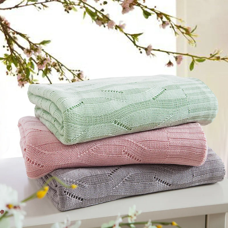 

Soft Solid Color Rectangle Nordic Bamboo Fiber Knitting Large Knit Blanket Plaid For Bed Sofa Cover Throws Summer Blankets