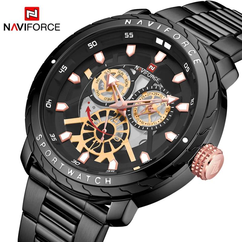 

Top Brand NAVIFORCE Luxury Men's Watches Stainless Steel Wristwatch Sport Military Men Watch Male Quartz Clock Relogio Masculino