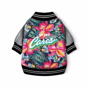 

Pets Baseball Uniform Coat Hawaii Aloha Printed Flower Winter Dog Clothes Jacket Cotton Padded Warm Pet Jacket Clothes for Dogs