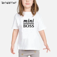 Mini Boss Letter Print T Shirt for Baby Girls 2019 Summer Clothes Child Round Neck White T-shirts Kids Cotton Short Sleeve Tops casual letter print round neck t shirt pants twinset for kids