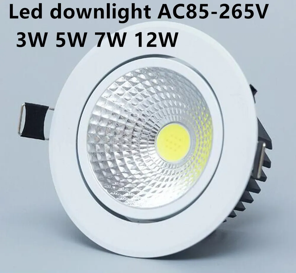 1PCS LED Dimmable Led downlight light COB Ceiling Spot Light 3w 5w 7w 12w AC85-265V ceiling recessed Lights Indoor Lighting