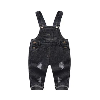 

Children's Denim Jumpsuit 12M to 5T Kids Overalls Jeans Pants With Broken Holes Girls Boys Casual Jeans Pants Children's Clothes
