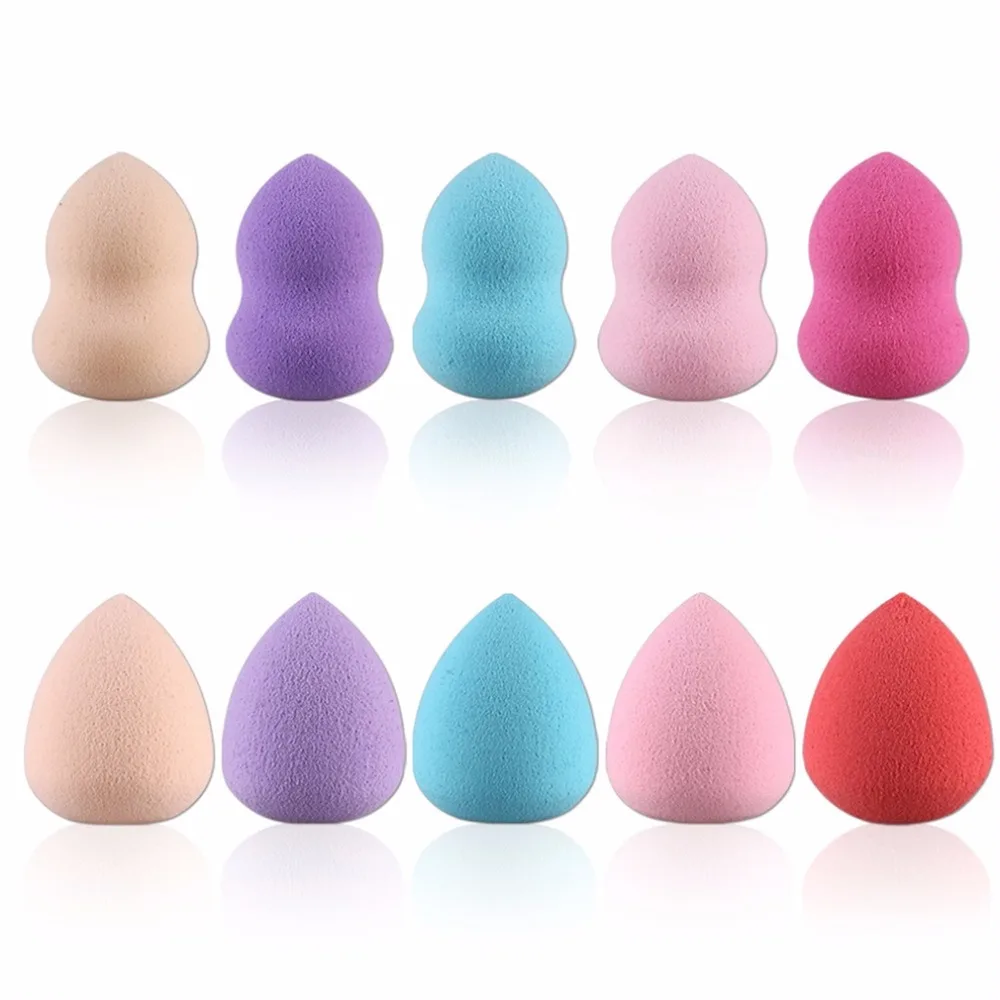  High Quality 10pcs Drop and Gourd Shaped Makeup Sponge Blender Puff Flawless Powder  top 