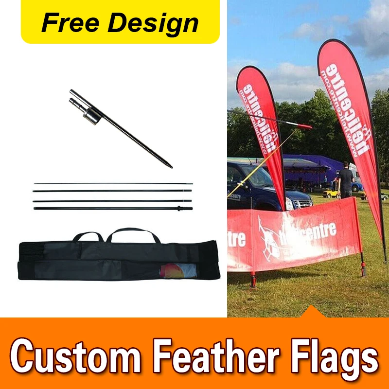 

Free Design Free Shipping Double Sided Inground Spike Flying Style and Printed Type Feather Flying Teardrop Banner Flag