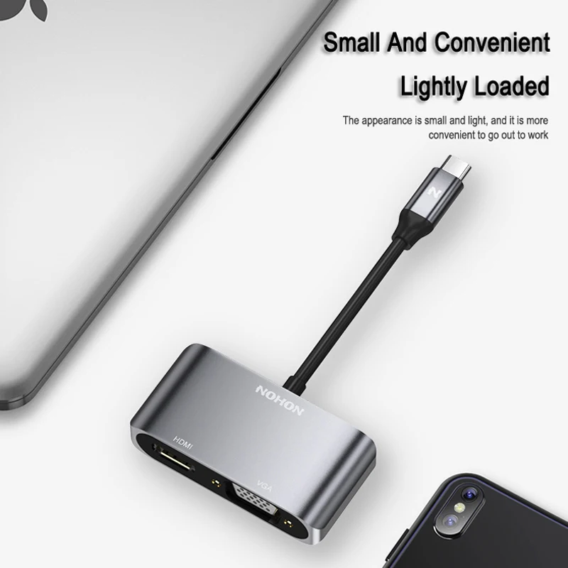 NOHON 2 в 1 USB-C концентратор тип C к HDMI VGA концентратор адаптер для ноутбука MacBook huawei P20 Mate10 Pro samsung S9 Note9 USB-C конвертер