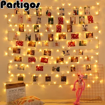 

1M 10 lamp Garland Led Photo Clip Holder LED String lights Christmas New Year Party Wedding Home Decoration Fairy lights Battery