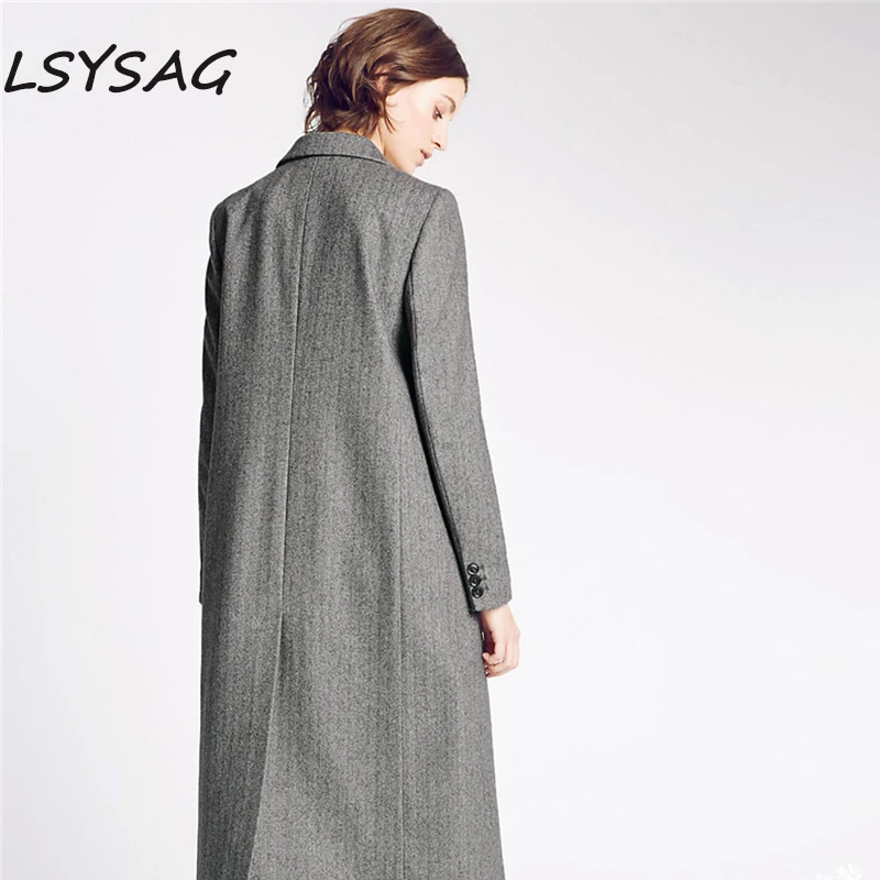 Moda Parkas E Mujeres Lsysag Grueso 2018 Calidad Alta De Lana Largo Ropa Gray Espiga Invierno Las Otoño Para Abrigo 4zBTXzZ