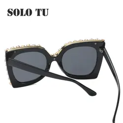 Изысканная мода горный хрусталь солнцезащитные очки Для женщин Роскошные Большой кадров Смола женские очки gafas-де-сол mujer/Óculos feminino A97397