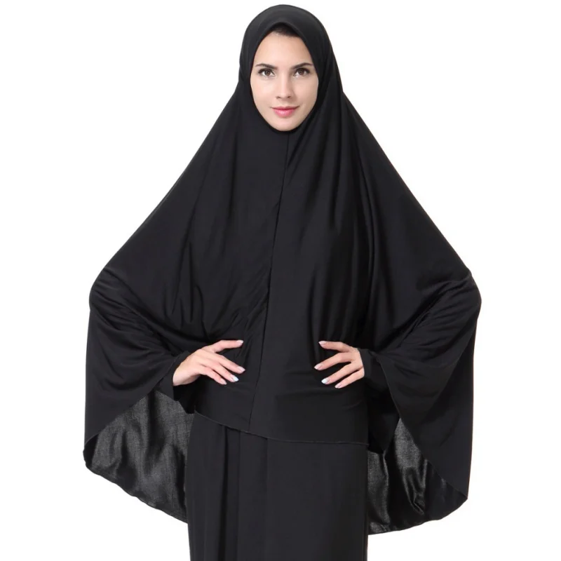 

Black Face Cover Abaya Islamic Khimar Muslim Clothes Headscarf Robe Kimono Instant Long Hijab Arab Worship Prayer Garment new W3