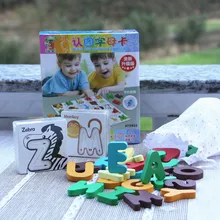 Деревянные буквы набор цифровых карт 3D Пазлы для Детские деревянные игрушки для детей развивающие игрушки обучение по методу Монтессори подарок