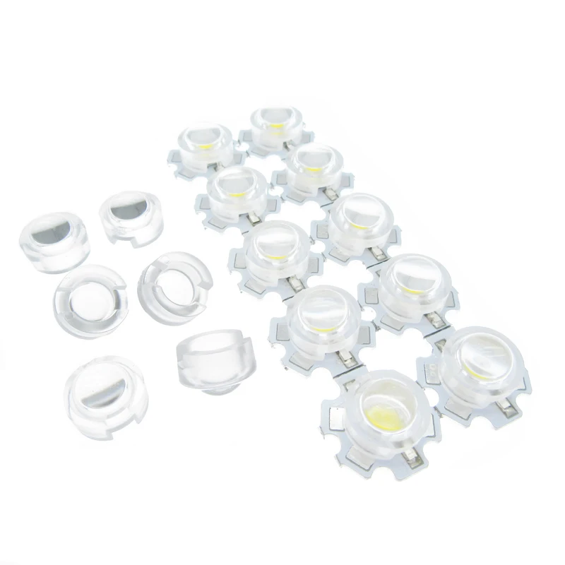 100pcs 13mm mini LED Lens 1W 3W 5W 15 30 45 60 90 100 Degree Needn't Holder for IR CCTV Optical LED PCB Convex Lenses