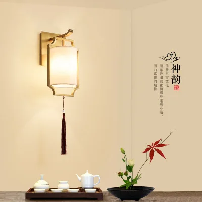 Китайский Стиль Творческий Медь стена лампы светодио дный Светильники для крыльца Гостиная Спальня проход коридор Освещение в помещении